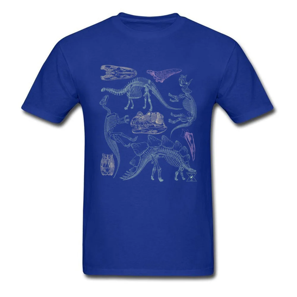 Футболка для мужчин; Футболка с принтом динозавра; футболка со скелетом; коллекция Fossil; футболки; графическая одежда; уличная одежда для студентов - Цвет: Синий