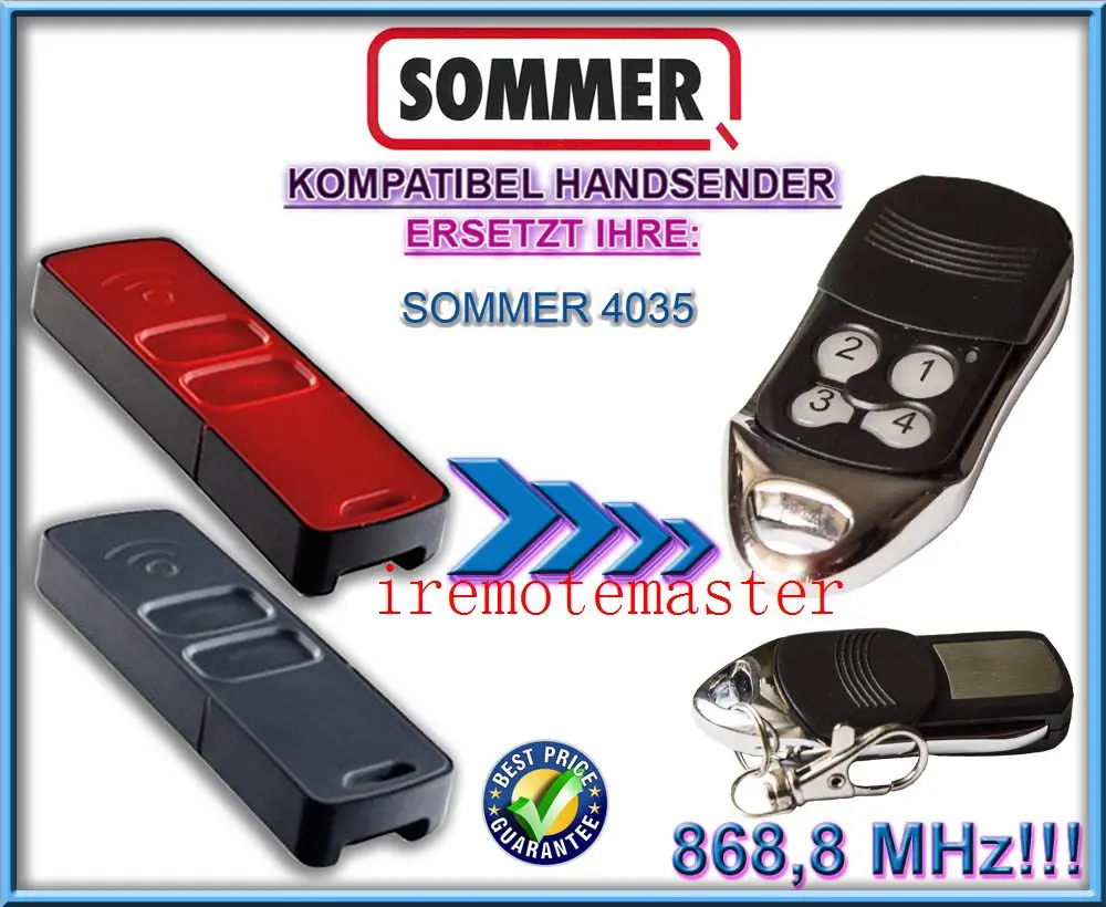 

SOMMER 4035 Transmitter/Handsender Replacement Gate Door Opener Hand Remote Control