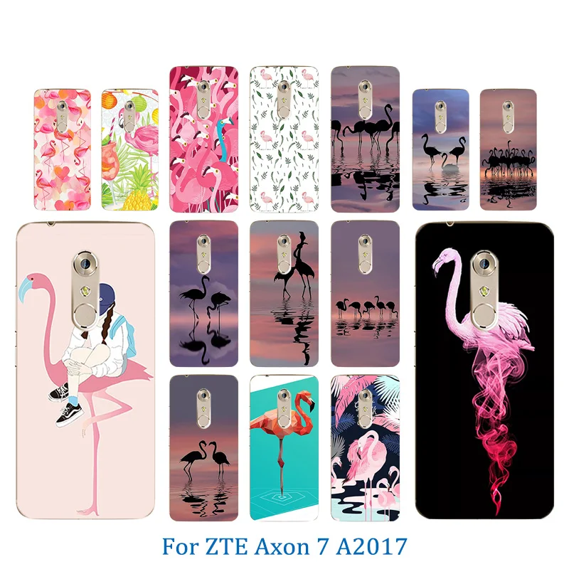 For ZTE Axon 7 A2017 Phone Cases Soft Silicone Flamingos Pattern 5.5 inch Back Cover UltraThin TPU for Protector Coque |