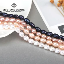 Натуральный пресноводный неправильной нитью рисовой формы жемчужные бусины для самостоятельного изготовления ювелирных изделий браслет ожерелье прядь 15''