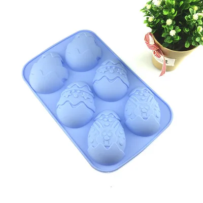 

PRZY silicone molds bunny Easter Egg Silicone Mold For Candy Pudding Chocolate soap Mould 6 Holes DIY Dessert Cake Baking Tools