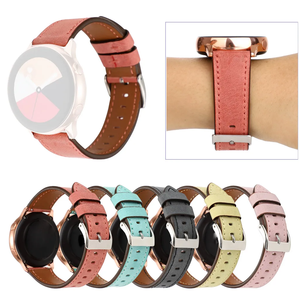 

TOP New Slim Premium Leather Band Replacement Strap For Samsung Galaxy Watch Active 40mm Bracelet Band Smart Watch Accessory