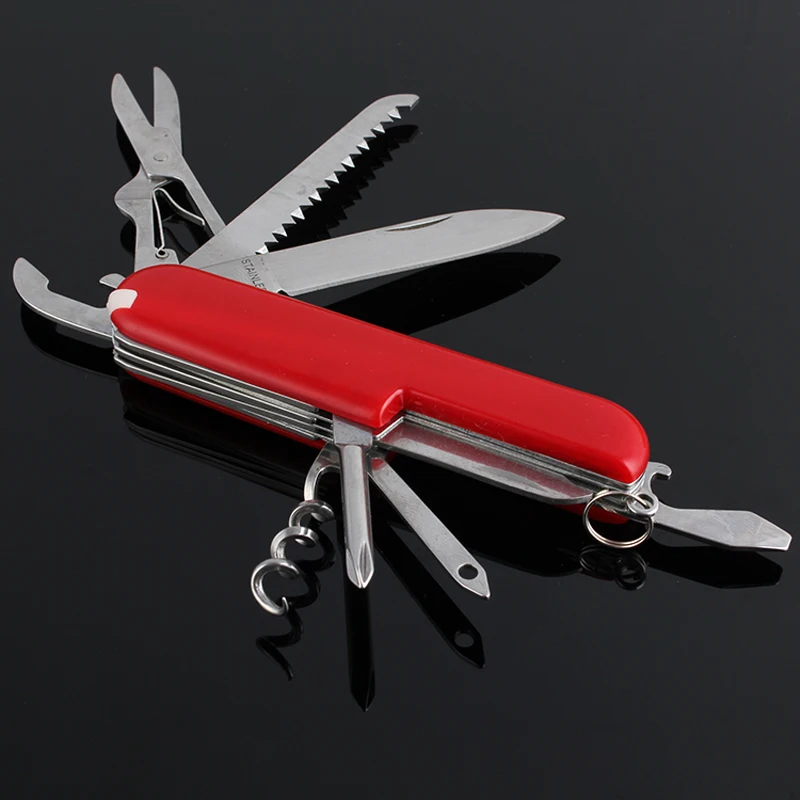 

Camping Survival Knife 9 In 1 Stainless Swiss Folding Knife Multi-fuction Outdoor Pocket Knives