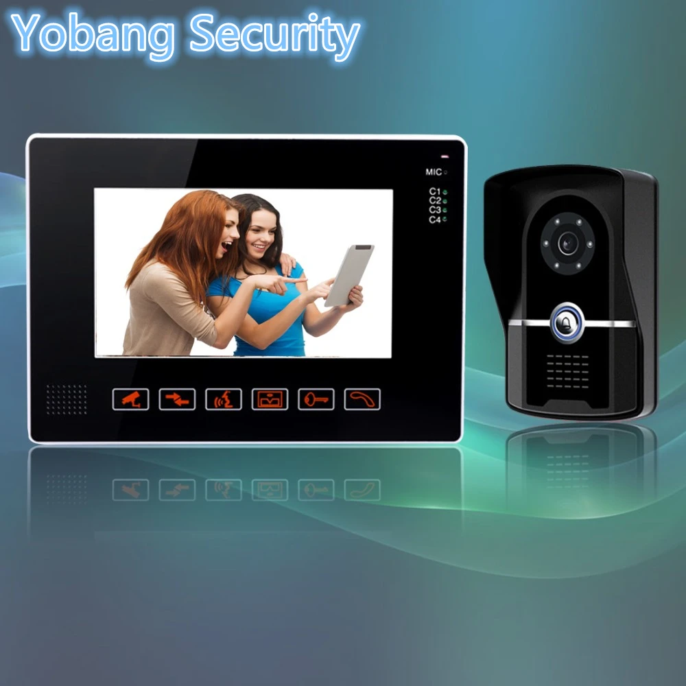 Yobang Security freeship 9 Inch font b Video b font Door Phone Doorbell Intercom Kit 1