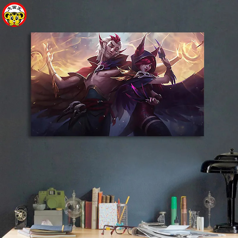 Большая нарисованная DIY картина по номерам Лига Легенд игра Рисунок Athena Zhao Yunxiao Qiao