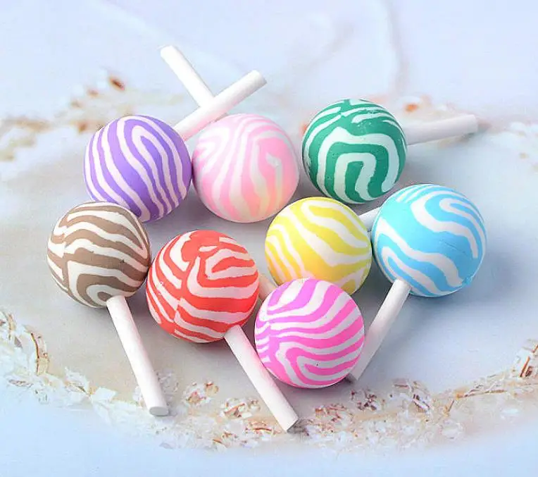 

100pcs/lot Polymer clay lollipop DIY decoration Center Crafts, cabochon for phone deco materials