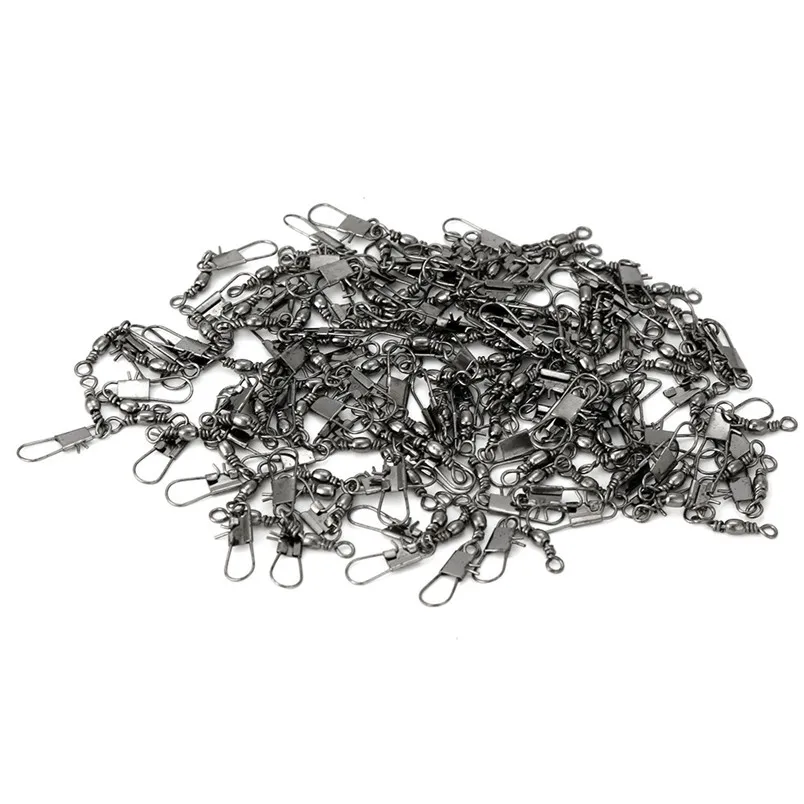 100pcs Fishing Barrel Swivel Pin Connector Solid Rings With Interlock Snap Alloy Fishing tools new fishing accessories #4O04 (4)