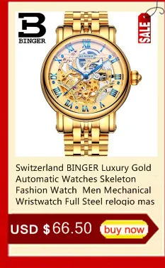 BINGER Top Brand Watch Automatic Mechanical Watches Men Fashion Luxury Sapphire Crystal relogio masculino Free shipping