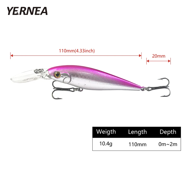 Yernea 10 шт./лот 11 см 4 г блесна рыболовные приманки воблеры искусственные карп