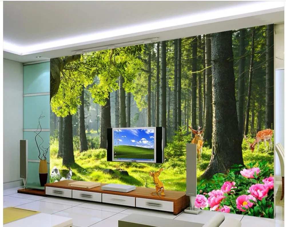 

3D Wallpaper Custom Any Size Mural Wallpaper Forest Trees Landscape Space Decoration Home Decor Living Room Wall Covering