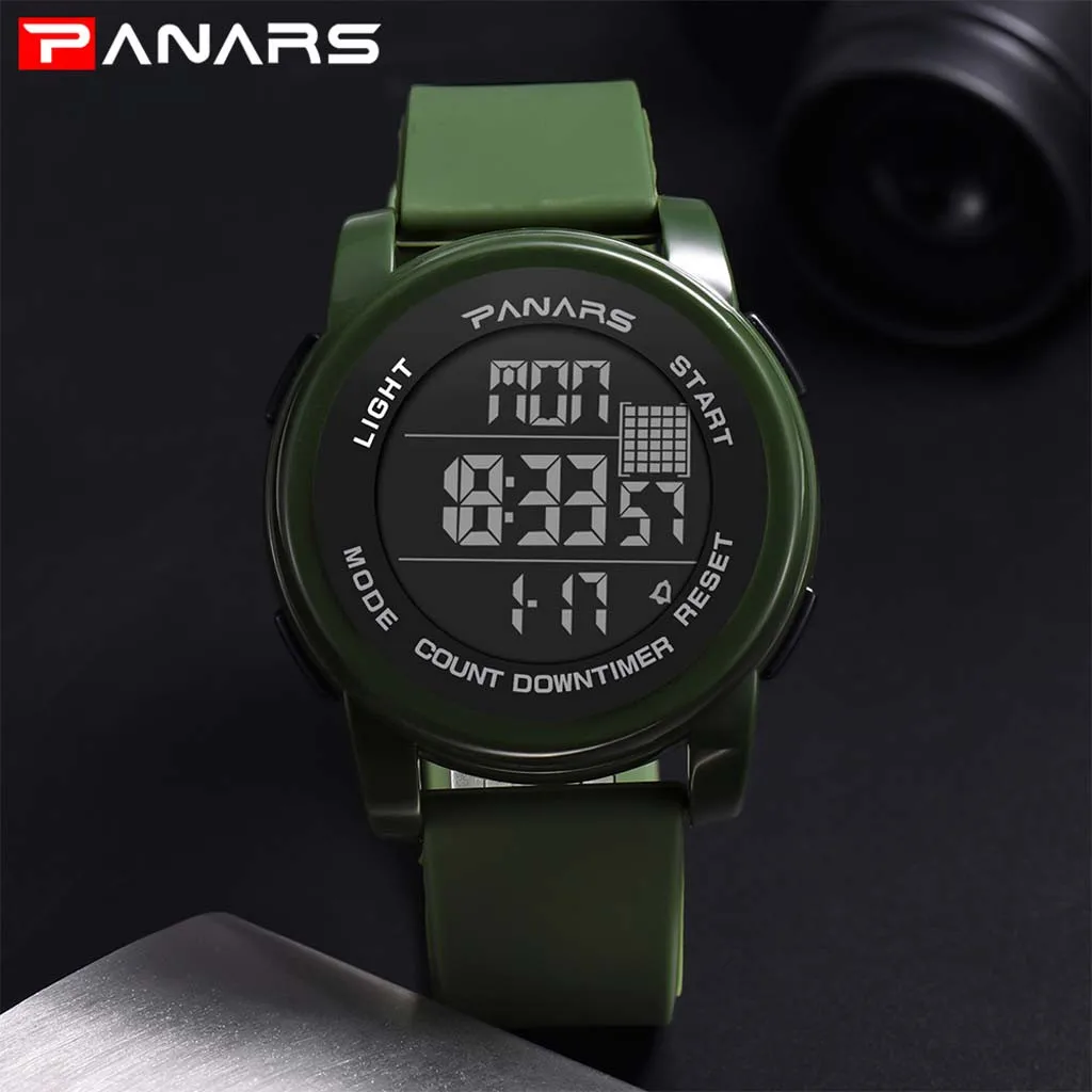 

ISHOWTIENDA Men Sport Watches Digital Luminous Outdoor Waterproof LED Multi Function Movement Military Electronic Watch