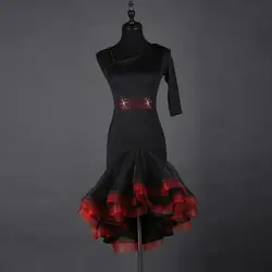 2018 модные пикантные черные Бальные Танцы конкурс платье обычные платья современные Танцевальный костюм бальное платье, для вальса платье