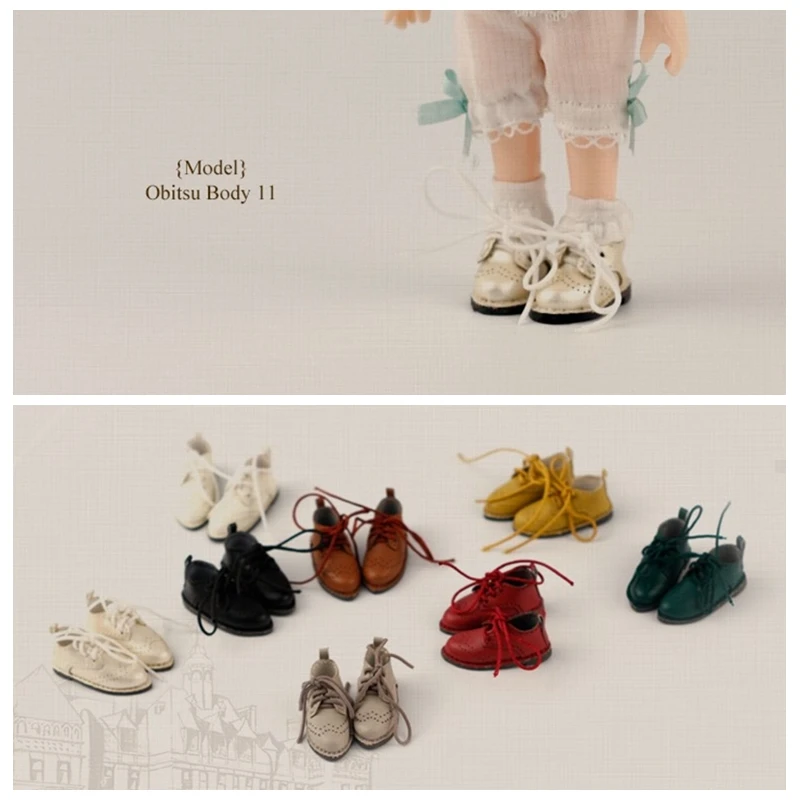 

1 Pair Leather Shoes for dolls British Style leather shoes for ob11 middle blyth 1/12 bjd Dolls Accessories