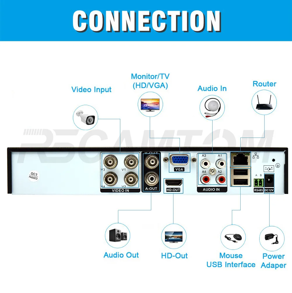 4CH 1080P AHD Kit CCTV Camera System DVR Home Security Video Monitor Indoor Outdoor Cameras 2.0MP Surveillance IR Night Vision (11)