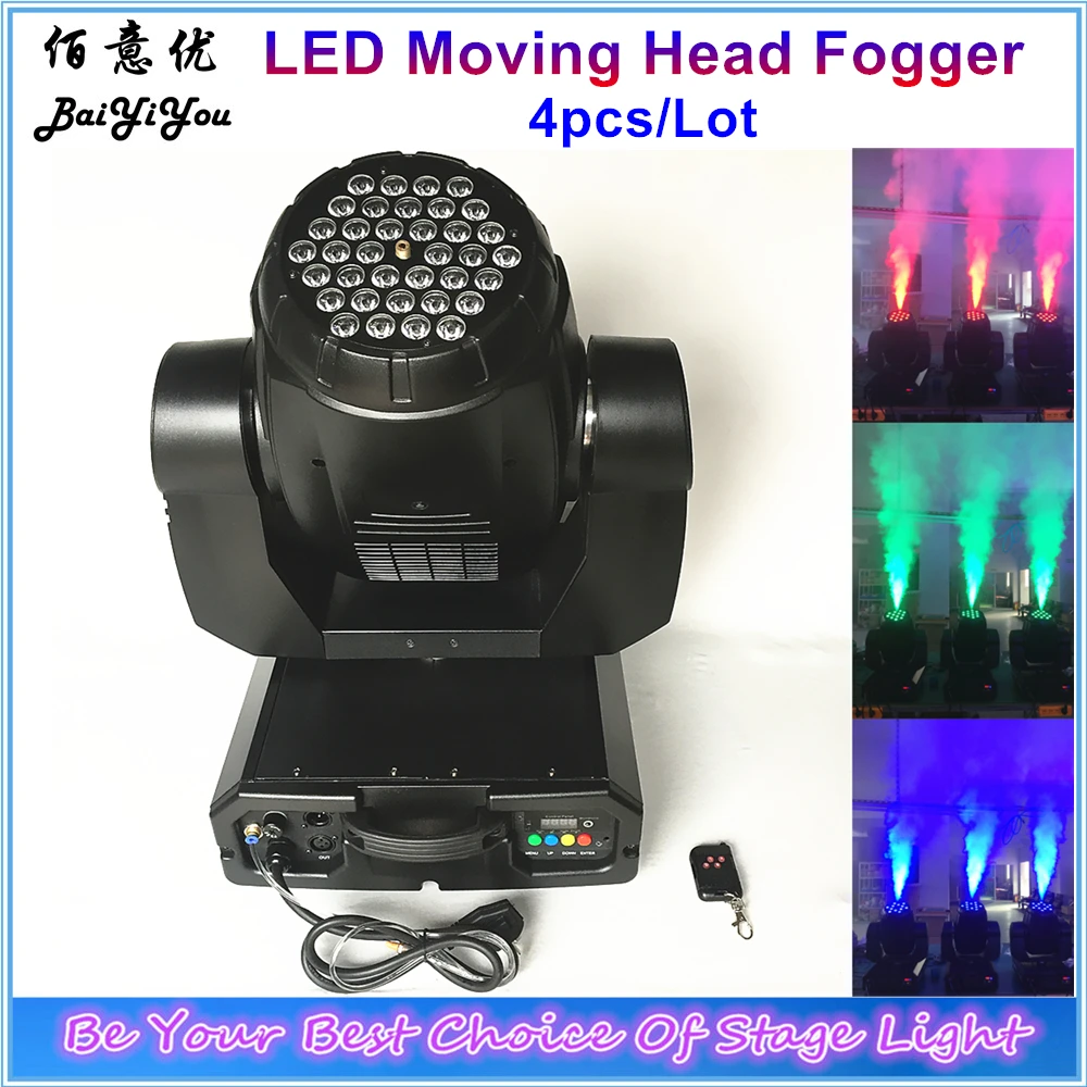 

4x Disco DJ Powerful 36pcs RGB LED Smoke Machine 1500w LED Moving Head Fogger DMX Remote Control Moving Head Fog Smoke Machine