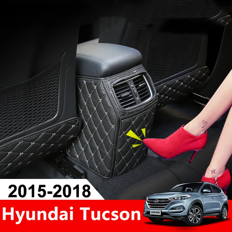 

Leather Car Seat Back Cover Protect Mud Dirt Protection Pad for Children Baby Kicking Mat For Hyundai Tucson 2015 2016 2017 2018