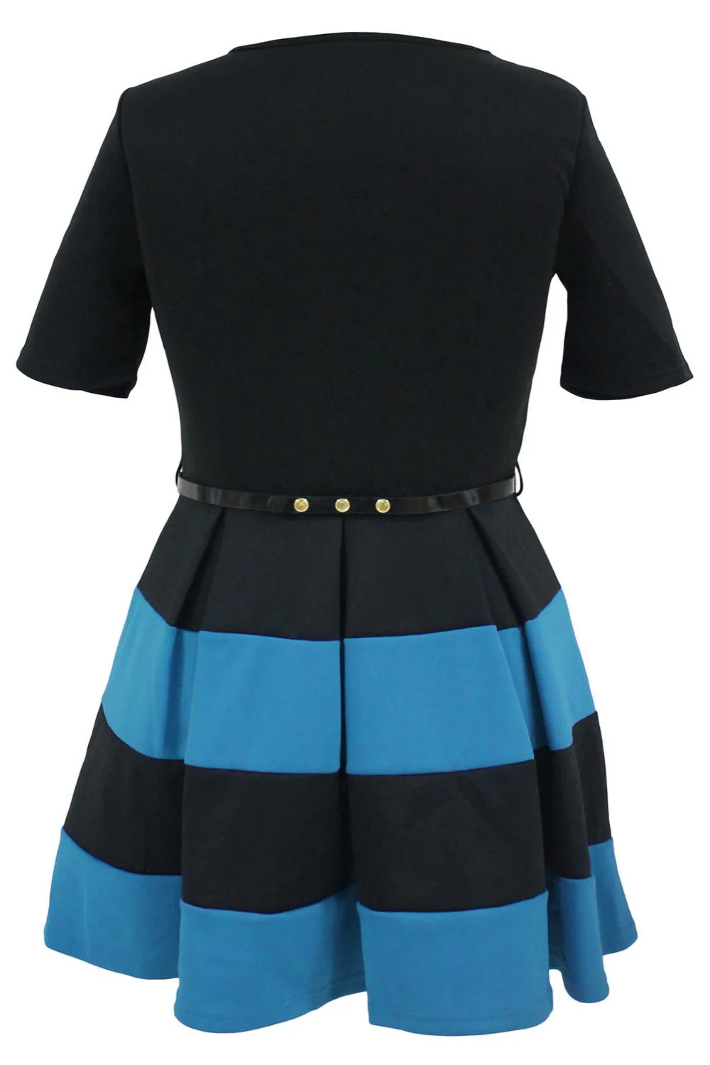 Royal-Blue-Stripes-Detail-Belted-Plus-Size-Skater-Dress-LC22806-5-4