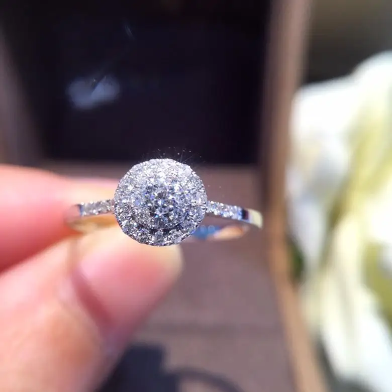 Кольцо с натуральным бриллиантом, 18 К, чистое золото, для свадьбы, настоящее 750, одноцветное, классическое, Трендовое, для женщин,, подарок, настраиваемые, вечерние, новинка