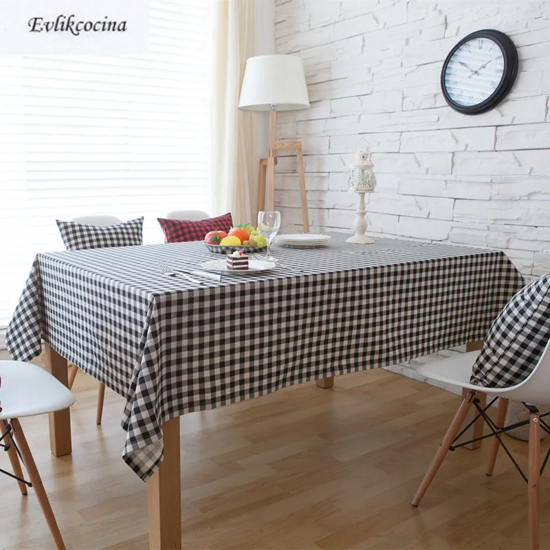 Free Shiping Black White Plaid Tablecloth Cover Linen Toalha De Mesa Nappe Rectangulaire Concise Manteles Para Tafelkleed | Дом и сад