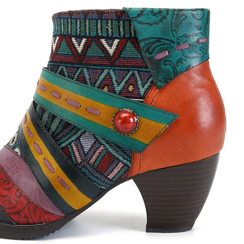 MStacchi/Женская обувь из натуральной кожи; женские ботильоны с боковой молнией в стиле пэчворк; женская обувь; сезон весна-осень; Botas; ботинки из богемной кожи