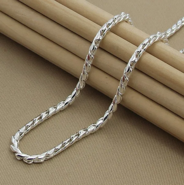 

free shipping men's necklaces collar 925 Sterling Silver Necklace Fine Fashion 4mm Silver Jewelry Silver Snake Chains for men