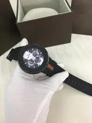 Элитный бренд новый Для мужчин часы купе кварцевый хронограф черный резиновый Гент сапфир розовое золото синий серебряные часы зеленый