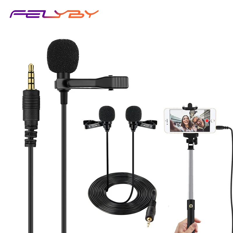 

Lavalier microphone3.5mm professional condenser double collar mini microphone for lecture teaching interview