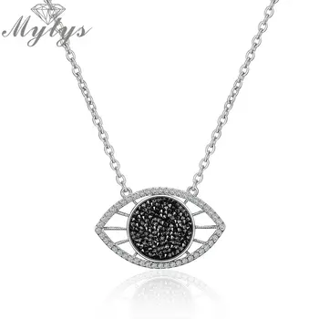 

Mytys Pendant Necklace Long Sweater Chain Eye Shape Black Crystal From Famous International Brand Supplier Fashion Accessory