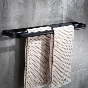 

Free Shipping Wall Mounted Towel Black Bathroom Accessories Towel Shelf Classic