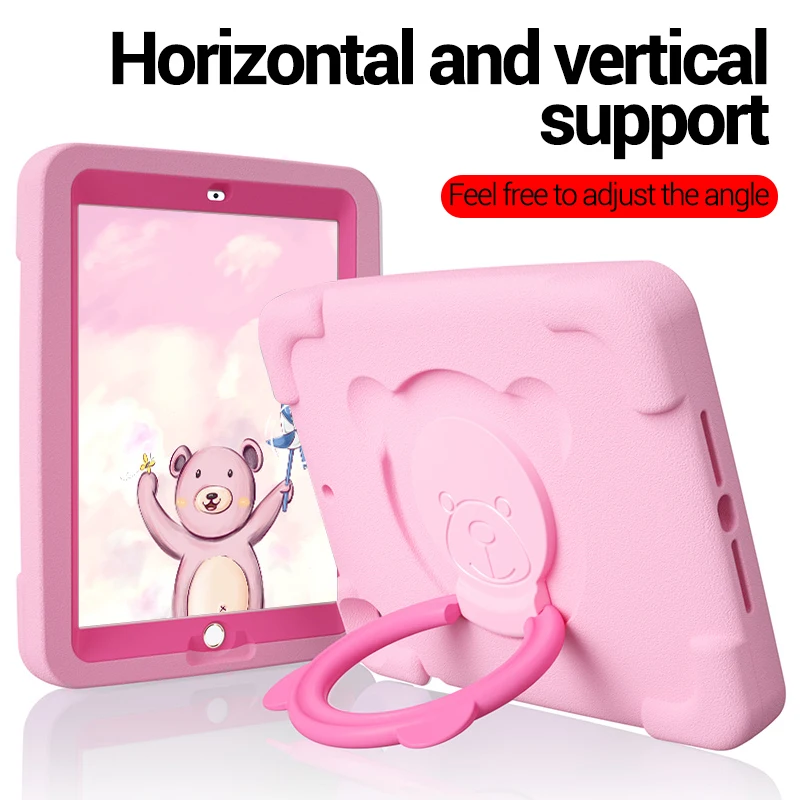 PZOZ Mooie veilige hoes voor iPad Air 2 Pro 9.7 inch Mini 1 2 3 4 5 Houder EVA hoes Druppelbestendig Schokbestendig Kinderen Zacht Niet-toxisch Kindercasus Stentkoffer Vouw Folio Koffer Beschermend omhulsel