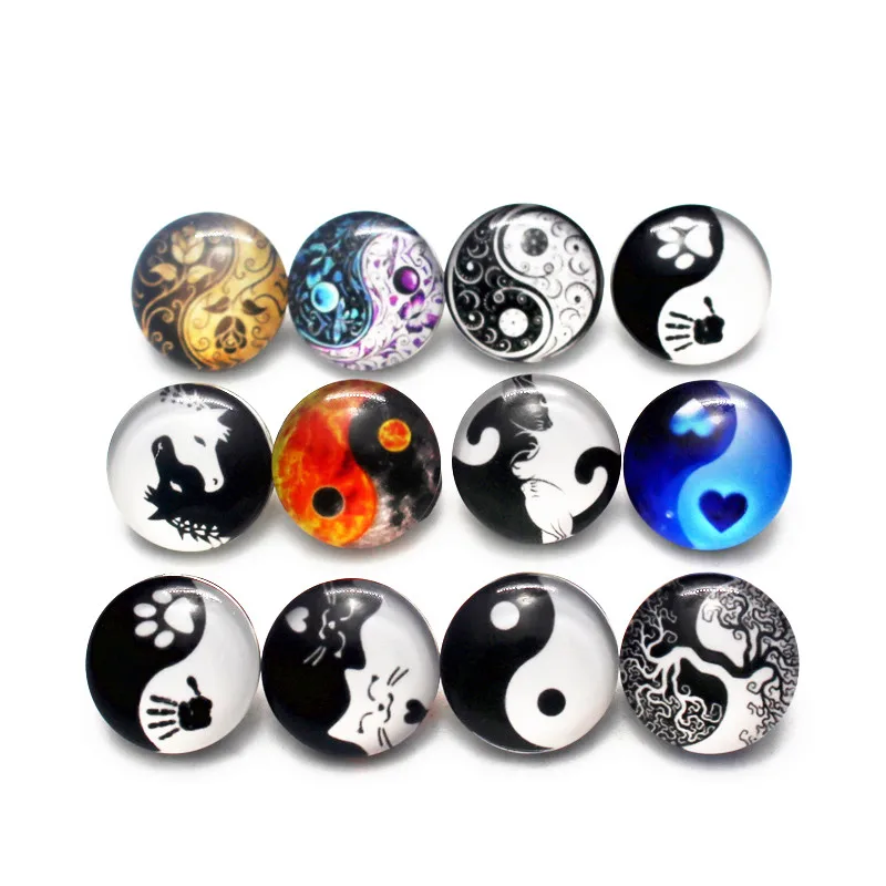 Горячая Распродажа 10 шт./лот кнопки Yin Yang Симпатичные стеклянные Tai Ji подходят для