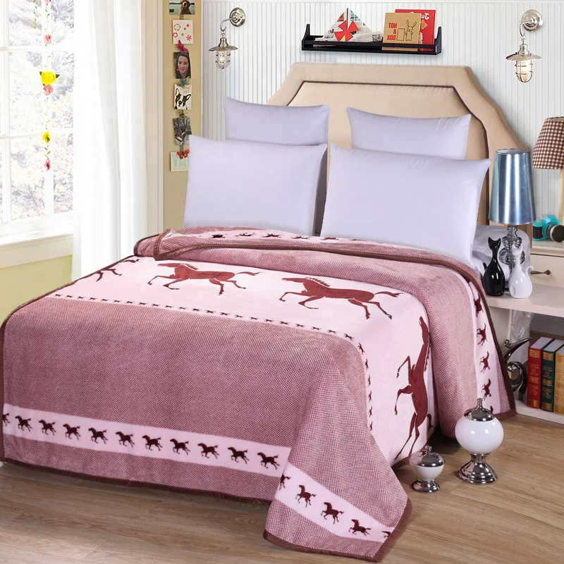 The new thick blanket cartoon horses fleece blanket winter Coral Fleece
