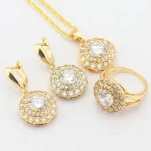 WPAITKYS Fahison White Created Topaz CZ Gold Color Jewelry Sets For Women Drop Earrings Necklace Pendant Rings Free Gift Box wpaitkys red 7