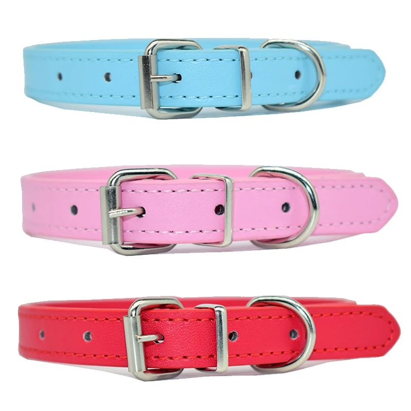 

Collar Dog Small Dog Collar Fashion 12 Colors Pu Leather Dog Collar For Cat Puppy Small Dog Collar Strap Adjustable Size