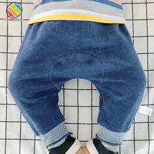 Lemomiyu/Леггинсы для маленьких мальчиков; Повседневные детские брюки для малышей; хлопковые джинсы; эластичные штаны для маленьких мальчиков; весенние штаны-шаровары