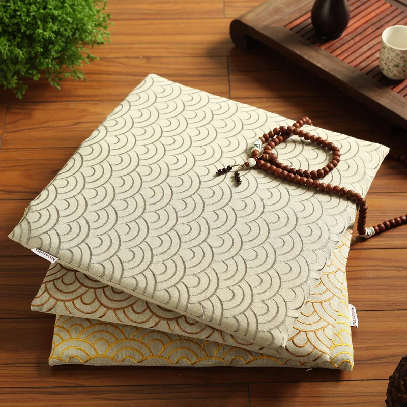 Nobildonna Linen Embroidery Floor Cushions Buddhism Pad Meditation Mat