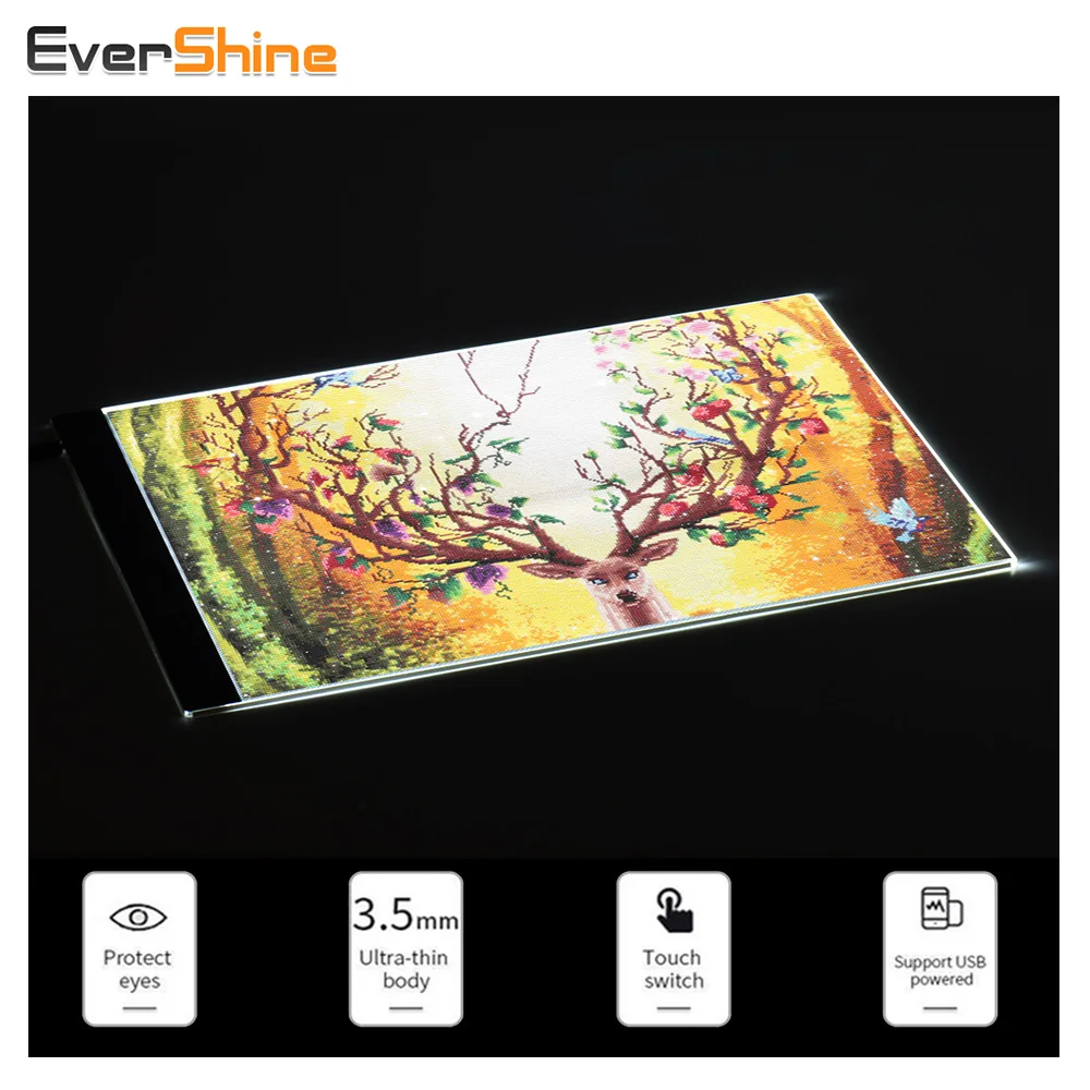 

EverShine Dimmable A4 LED Copy Board Diamond Embroidery Light Tablet Ultra Thin Diamond Painting Accessories Drawing Board