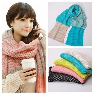 Горячая новинка популярный Короткий Повседневный высококачественный толстый вязаный шарф в стиле пэчворк для женщин, сохраняющий тепло мягкие шали, 5 стилей