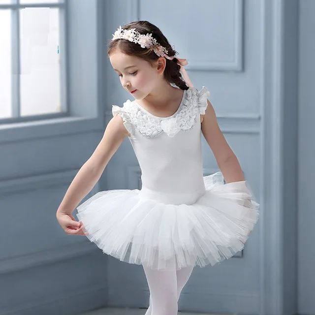 

Children Ballerina Dance Costume White Flora Children Stage Performance Clothes Tutu Layer Ballet Dress For Girls Ballet Clothes