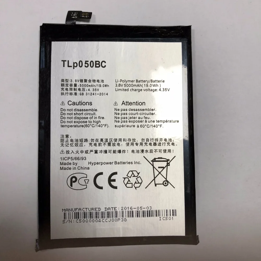 Oriwood 5000 мАч TLp050BC Батарея для Alcatel One Touch Аккумуляторы мобильных