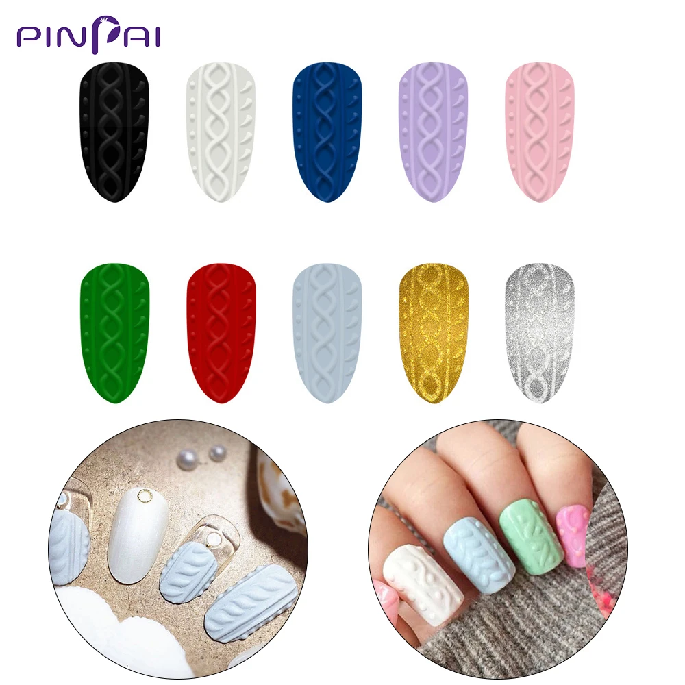  10 Colors 3D Nail Art Sculpture Carved Gel Manicure Sweater Miniature Embossed Gel Matte Carved Gel