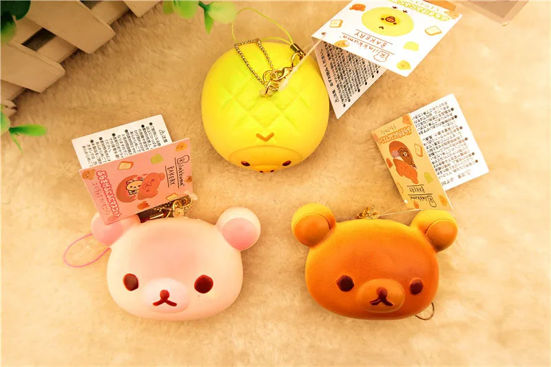 Decocase 1 шт. Kawaii японское аниме мягкий медленно поднимающийся брелок еда пекарня хлеб булочка тост медведь овца Шиба собака Телефон ремешок с подвеской - Цвет: 1PC Rikalluma