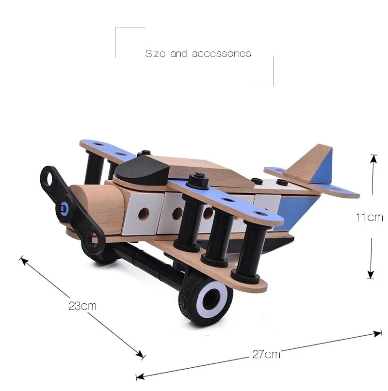 Деревянный бук DIY сборка самолета Alpinia игрушки для детей оснастка обучение креативный интерактивный строительный конструктор игрушка