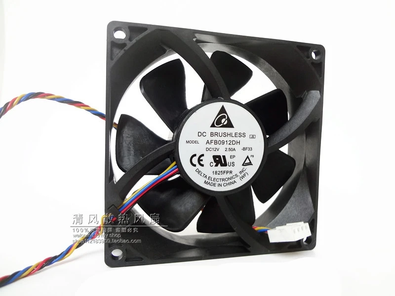 Delta Electronics AFB0912DH BF33 DC 12V 2.50A Размеры: 90x90x25 мм 4 провод Сервер вентилятор