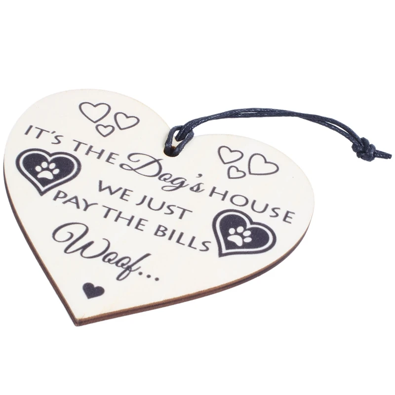 Su casa de perros novedad colgante de madera corazón placa perro amantes del hogar signo regalo
