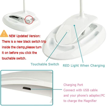 

Handheld Magnifier 3X 8X Illuminated Desk Table Led Lamp Magnifying Glass Rechargeable Magnifier With Light For Crafts, Hobbie