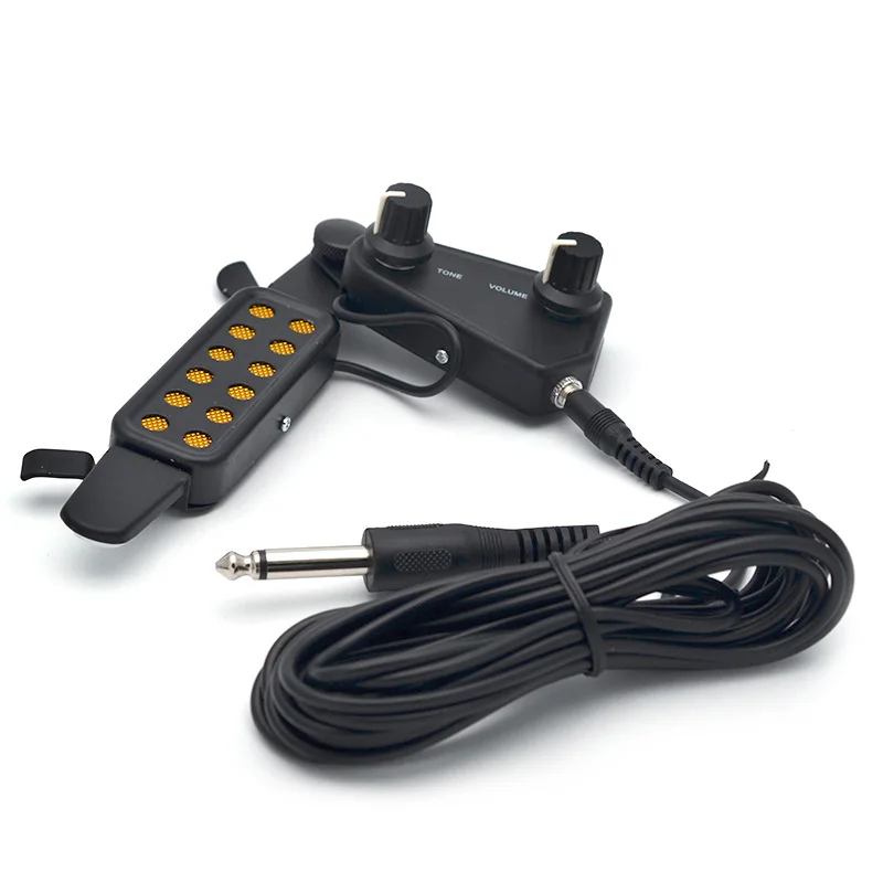 

12 Sound Hole For Acoustic Classical Guitar Pickup Tone Volume knob With Cable,Black