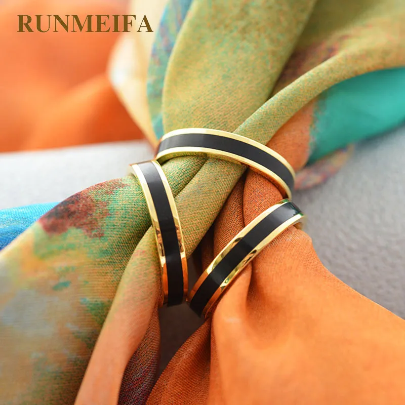 

RUNMEIFA Three Circle Silk Scarf Buckle Three-Dimensional Enamel Polish Gel Silk Scarf Buckle Not Hook Wire Women Acessiories