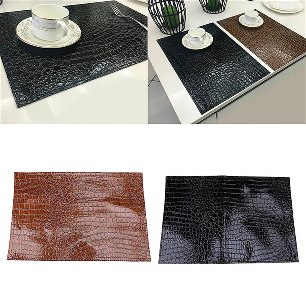 Ellenmar коврик с изоляцией, декоративные подставки для кофе из искусственной кожи, подстилка в европейском стиле с узором «крокодиловая кожа», Настольный коврик