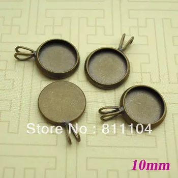 

10mm Antique Bronze Plated Copper Circle Tray Bases Blank Pendant Bezel Cup Charm Settings DIY CABs Cabochons Bulk Wholesale